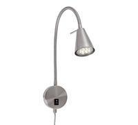 Briloner Leuchten - Lampada da letto a LED,braccio flessibile, incluso interruttore on/off, 4 watt,400 lumen,3.000 Kelvin, metallo,4 W, nichel opaco,450x205 mm (HxA), base: 80 mm (D), testa: 58 mm (D)