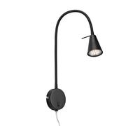 BRILONER Leuchten - Lampada da letto a LED, lampada da letto con braccio flessibile, con interruttore on/off, 4 watt, 400 lumen, 3.000 Kelvin, metallo, nero