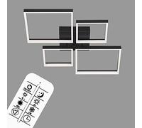 Briloner Leuchten - Lampada da soffitto a LED, plafoniera dimmerabile, incl. telecomando, regolazione della temperatura di colore, funzione luce notturna, nero, 40 Watt, 4.400 Lumen, 660x660x90mm