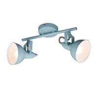 Briloner Leuchten Lampada da soffitto, plafoniera con 2 spot girevoli e orientabili in un design retrò/vintage, versione: E14 max. 40 Watt, metallo, dimensioni: 30.4x10x18.1 cm, colore: bianco menta