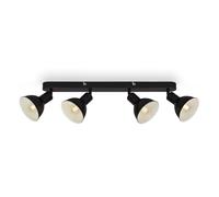 Briloner Leuchten - Lampada da soffitto retrò, plafoniera retrò a 4 luci, faretto da soffitto E14, orientabile, nero/bianco, 550 x 140 x 60 mm, 2674-045, nero/bianco