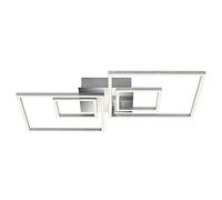 Briloner Leuchten - Lampada LED da soffitto, lampada da soffitto dimmerabile, funzione Memory, 2 moduli LED girevoli, 43,8 watt, 3.600 lumen, 3.000 Kelvin, alluminio cromato, 656x520x96mm (LxWxH)