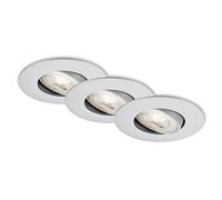 BRILONER Leuchten - Lampade da incasso a LED, set di 3, lampade da soffitto dimmerabili, modulo LED orientabile, 5 watt ciascuna, 460 lumen, 3.000 Kelvin, IP23, cromo opaco, 90x24mm (DxH)