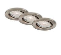 Briloner Leuchten - Lampade da soffitto a LED, set da 3, lampade a soffitto dimmerabili, modulo LED orientabile, 3x GU10, 5,5 Watt ciascuna, 460 lumen ciascuna, 3.000 kelvin, IP23, nichel opaco