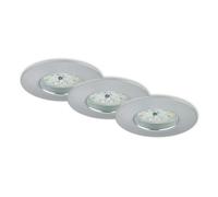 Briloner Leuchten - Lampade da soffitto a LED, set da 3, plafoniere da 5 watt ciascuna, 400 lumen ciascuna, 3.000 kelvin, IP44, color alluminio, 75x28mm (DxH)