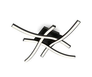 BRILONER Leuchten - LED Ceiling Light, Curved Ceiling Light, LED, Warm White Light, Living Room Lamp, Black, 475 x 475 x 85 mm