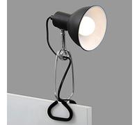 BRILONER Luce, Lampada a Pinza, 1x E14, Max. 8 Watt, con Cavo con Interruttore Incluso, Testina Spot orientabile e Rotante, in Metallo, Bianco 8 W, Cromo Nero