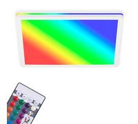 Briloner Leuchten - Pannello a LED a soffitto, plafoniera dimmerabile, RGB, controllo del colore, retroilluminazione, incl. telecomando, 15 Watt, 1.850 Lumen, 4.000 Kelvin, bianco, 293x293x28mm (DxH)