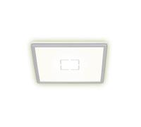 Briloner Leuchten - Plafoniera a LED, lampada da soffitto con effetto retroilluminazione, 18 W, 2.400 lumen, 4.000 Kelvin, quadrata, colore bianco argento
