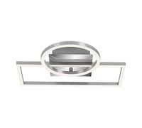 BRILONER Leuchten - Plafoniera a LED, lampada dimmerabile, incl. funzione di memoria, 1 modulo LED ruotabile, 19,6 Watt, 1.500 lumen, 3.000 kelvin, cromo-alluminio, 380x310x75mm (LxPxH)