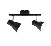 Briloner Leuchten Plafoniera, lampada da soffitto, faretti orientabili e inclinabili, 2x E14, max. 25 Watt, retrò, nera, 275x80x150 mm (LxPxH)