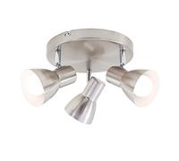 Briloner Leuchten Plafoniera, lampada da soffitto, faretti orientabili e inclinabili, 3x E14, max. 25 Watt, retrò, nichel opaco, 210x140mm (DxH)