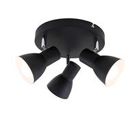 Briloner Leuchten Plafoniera, lampada da soffitto, faretti orientabili e inclinabili, 3x E14, max. 25 Watt, retrò, nera, 210x140mm (DxH)