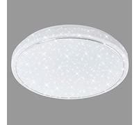 Briloner Leuchten - Plafoniera LED, decoro a stelle, Luce calda neutra fredda modificabile con l’interruttore a parete, LED integrati 12W 1200Lm, Ø28,5 cm, Lampada da soffitto con anello cromato