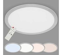 Briloner Leuchten Plafoniera, Pannello a LED dimmerabile, Controllo della Temperatura del Colore, Funzione Luce Notturna, incl. Telecomando, 22W, 2.200 22 W, Bianco-Argento, Ø 40cm