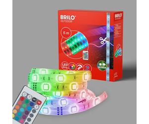 Briloner Leuchten - Striscia LED 5m, per esterni, tonalità regolabile, RGB, classe IP44 (resistente all'acqua), bande LED 150xRGB-LED/0,16W