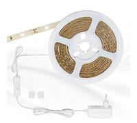 Briloner Leuchten - Striscia LED autoadesiva, 5 m, con interruttore on/off, 16,5 Watt, 150 LED bianco, IP20, 2261-150P, 500 x 0,8 x 0,2 cm