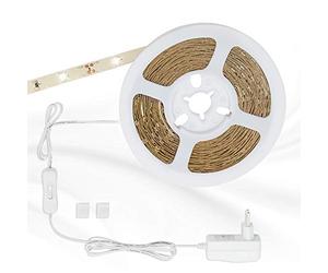 Briloner Leuchten - Striscia LED autoadesiva, 5 m, con interruttore on/off, 16,5 Watt, 150 LED bianco, IP20, 2261-150P, 500 x 0,8 x 0,2 cm