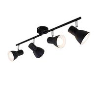 BRILONER Macchie Plafoniera, Lampada da soffitto, faretti orientabili e inclinabili, 4X E14, Max. 25 Watt, retrò, Nera, 605x80x150 mm (LxPxH) W, Nero, riflettore Interno Bianco