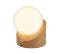 BRILONER - Mini lampada da tavolo a LED senza fili IP54 con touch, lampada comodino, dimmerabile, batteria ricaricabile e sorgente luminosa intercambiabile, lampada da esterno, 10x8x9 cm, stile legno