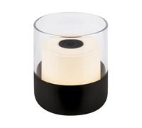 BRILONER - Mini lampada da tavolo a LED senza fili, lampada da comodino dimmerabile, lampada da scrivania, lampada da lettura, lampada da tavolo per esterni e interni, luce bianca calda, 9x10cm, nero
