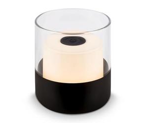 BRILONER - Mini lampada da tavolo a LED senza fili, lampada da comodino dimmerabile, lampada da scrivania, lampada da lettura, lampada da tavolo per esterni e interni, luce bianca calda, 9x10cm, nero