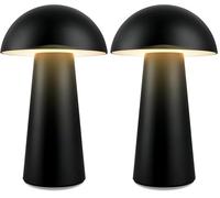 Briloner - Mini lampada da tavolo a LED wireless con touch, dimmerabile a gradini, IP44, lampada da comodino, lampada da lettura, lampada a batteria, lampada da esterno, 12x19,5 cm (PxA), nero
