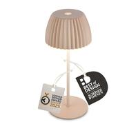 Briloner - Mini lampada da tavolo LED senza fili IP44 con bordo luminoso, touch dimmer, lampada da comodino ricaricabile, vincitore del German Design Award 2025, 8,5x20 cm, beige