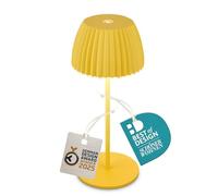 Briloner - Riffle Mini lampada da tavolo LED senza fili IP44 con bordo luminoso, 8,5x20 cm, touch dimmer, lampada da scrivania senza fili, vincitore del German Design Award 2025, giallo