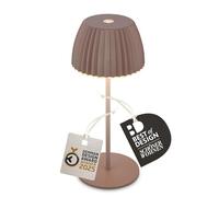 Briloner - Mini lampada da tavolo LED senza fili IP44 con bordo luminoso, touch dimmer, lampada da comodino ricaricabile, vincitore del German Design Award 2025, 8,5x20 cm, sabbia umbra