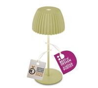 Briloner - Riffle Mini lampada da tavolo LED senza fili IP44 con bordo luminoso, touch dimmer, lampada da comodino ricaricabile, vincitore del German Design Award 2025, 8,5x20 cm, verde