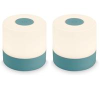 Briloner - Mini lampada da tavolo senza fili, ricaricabile, a batteria, lampada da scrivania dimmerabile, abat jour, USB-C, lampada comodino senza fili, 2W 150lm 2.700K, 7x7 cm, Bianco Caldo, blu