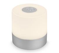 BRILONER - Mini lampada da tavolo senza fili, ricaricabile, a batteria, lampada da scrivania dimmerabile, abat jour, USB-C, lampada comodino senza fili, 2W 150lm 2.700K, 7x7 cm, Bianco Caldo, argento
