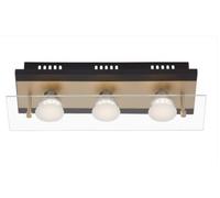 BRILONER- PLAFONIERA 3 LED - 4W-400LUMEN - NERO/ORO OPACO-VETRO TRASPARENTE