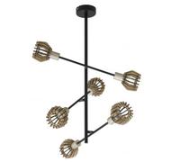 BRILONER - PLAFONIERA 6 LED CON STELO - E14 METALLO/LEGNO