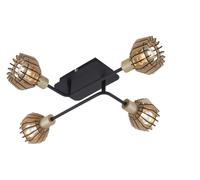 BRILONER - PLAFONIERA A 4 LED x E14- RUGGINE SCURO/ORO OPACO/LEGNO CHIARO