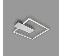 Briloner - Plafoniera a LED dimmerabile in 3 fasi, funzione memory, colore della luce bianco caldo, lampada da soffitto a LED angolare, color alluminio, 375x320 mm