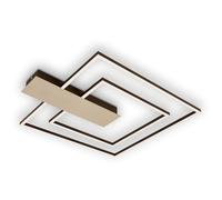 Briloner - Plafoniera a LED dimmerabile in 3 fasi, funzione memory, colore della luce bianco caldo, plafoniera a LED angolare, marrone oro, 570x480 mm