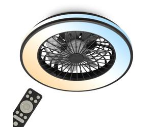 Briloner - Plafoniera con Ventilatore a 5 velocità, telecomando, dimmerabile, lampada per camera da letto, lampada da soffitto con ventilatore, soggiorno, 49W, 5.300lm, 48,5x14,5cm (DxH), nero