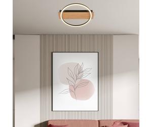 Briloner Plafoniera Kada LED, Ø 30 cm, legno, metallo, nero Briloner