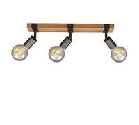 Spot Vintage Wood Basic Metallo Nero 3 Luci E27