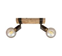 Spot Vintage Wood Basic Metallo Nero 2 Luci E27