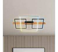 Briloner Plafoniera LED Cadre, CCT, 75 cm, nero, legno Briloner