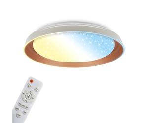 BRILONER - Plafoniera LED con effetto cielo stellato, 24 W e 2600 lm, CCT, dimmerabile, telecomando, lampada per zona giorno, plafoniera camera da letto, 43 x 8 cm, grigio caldo coffee