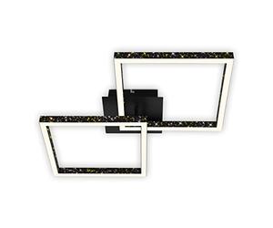 BRILONER - Plafoniera LED con effetto glitter, plafoniera LED dimmerabile, luce bianca calda orientabile, cornice LED, nero