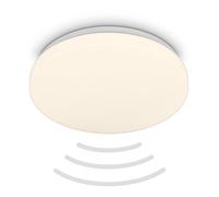 BRILONER - Plafoniera LED con rilevatore di movimento IP54 portata 3 m, colore della luce bianco caldo, rilevamento a 120 gradi, plafoniera LED, lampada LED, lampada da bagno, 27x6,5 cm, bianco