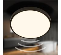 BRILONER - Plafoniera LED con rilevatore di movimento IP54 portata 3m, colore luce bianca calda, rilevamento 95 gradi, plafoniera LED, lampada LED, 29x7,5 cm, nero