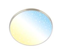 BRILONER - Plafoniera LED, dimmerabile, CCT, paralume decorativo, cielo stellato, lampada soffitto, 38 x 6,5 cm, nichel opaco