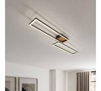 BRILONER - Plafoniera LED Soffitto, lampada led da soffitto dimmerabile con telecomando, Lampadario led, Lampadario camera da letto, luce notturna, timer, legno-nero, 1100 x 248 x 85mm