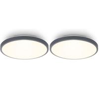 BRILONER - Plafoniera LED, luce bianca calda, 10W, 1200lm, lampada soffitto, plafoniera soffitto, plafoniere da soffitto, plafoniera camera da letto, plafoniere, 24 x 6 cm, antracite (Confezione da 2)